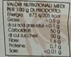 Tabella nutrizionale more caramellate Rio del Sol